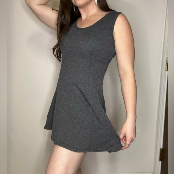 Vintage 90s Zaloni by Jalate Ribbed Tank Swing Dress Size Small Gray - Picture 2 of 13